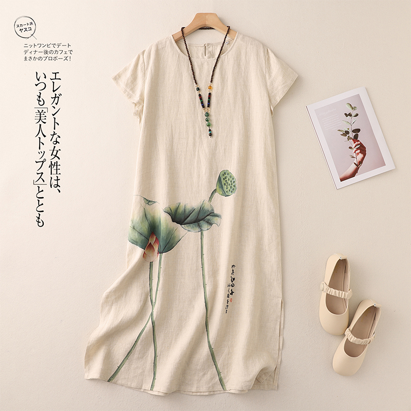 水墨印花连衣裙女夏季