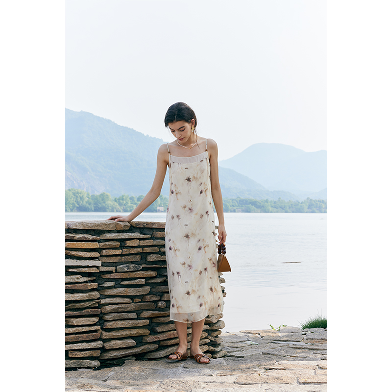 水墨印花连衣裙女夏季