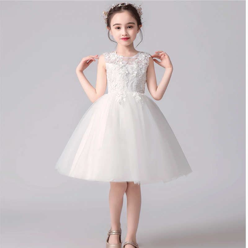 儿童白色婚纱礼服