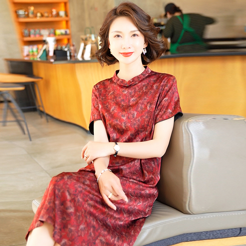 印花桑蚕丝真丝连衣裙
