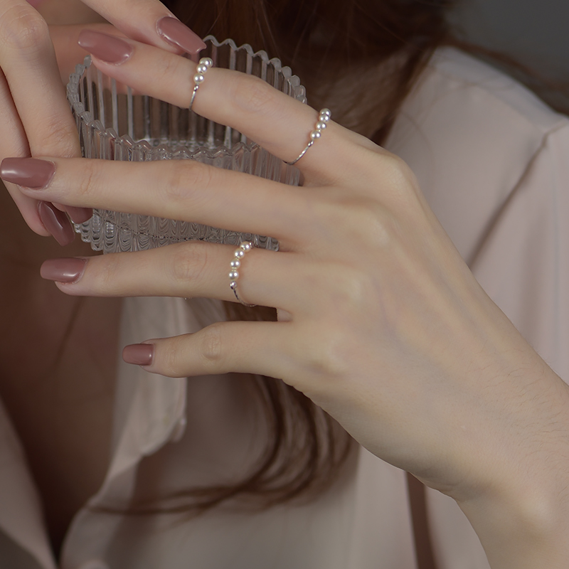 珍珠戒指女纯银