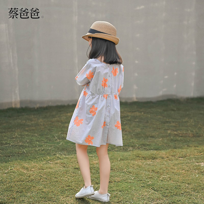 儿童裙子纯棉格子女夏