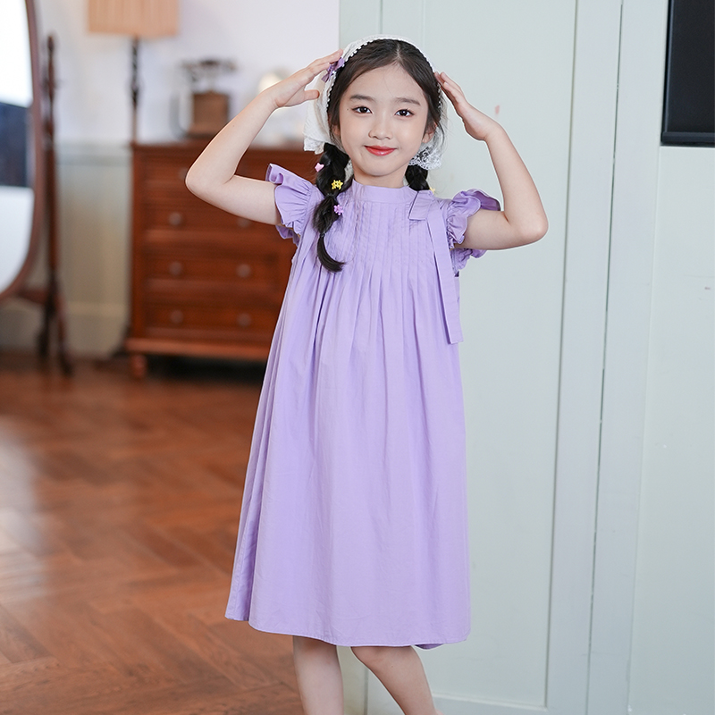 女童连衣裙夏季高级感紫色