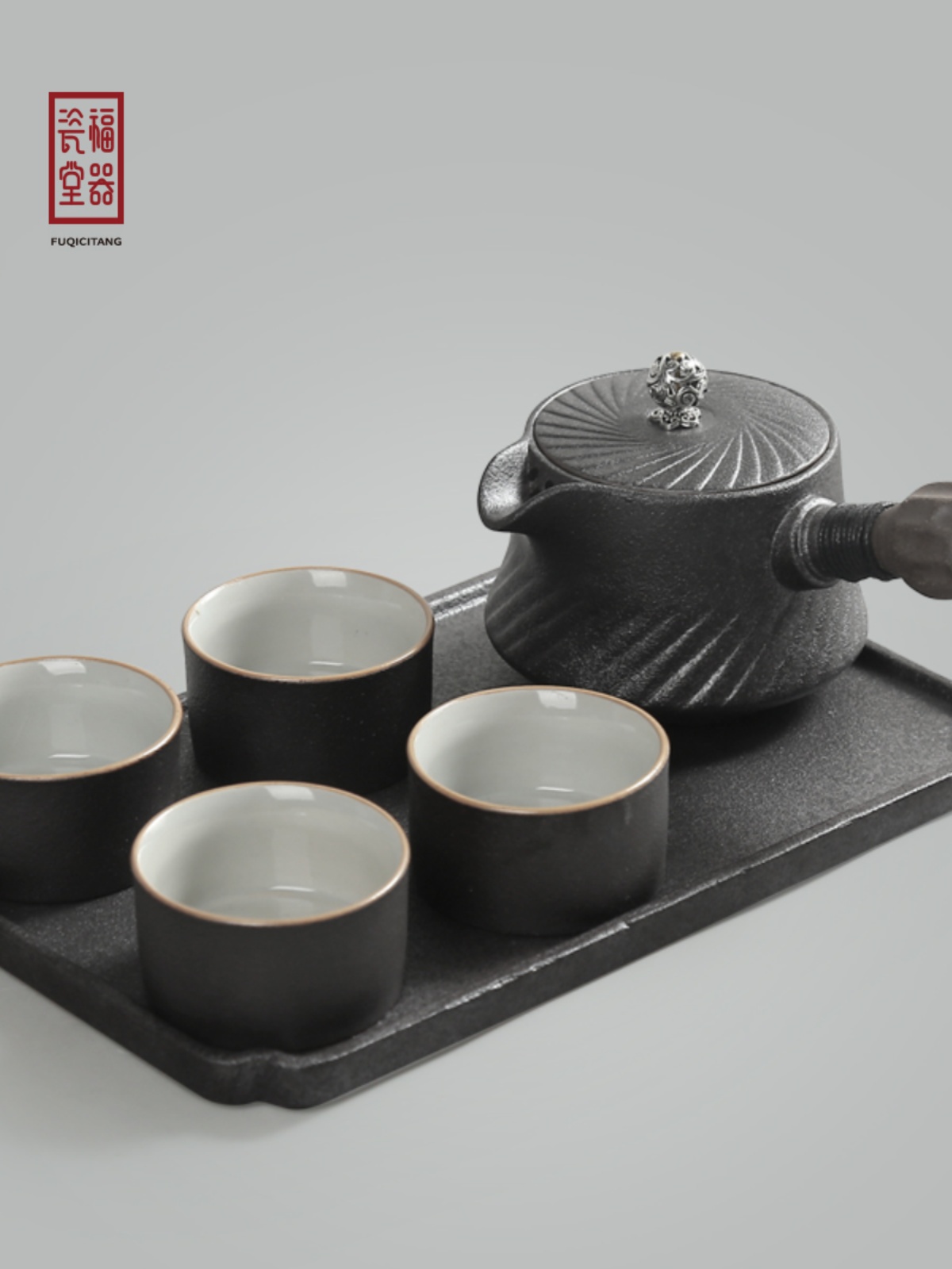 日式功夫茶具套装家用粗陶一壶四杯