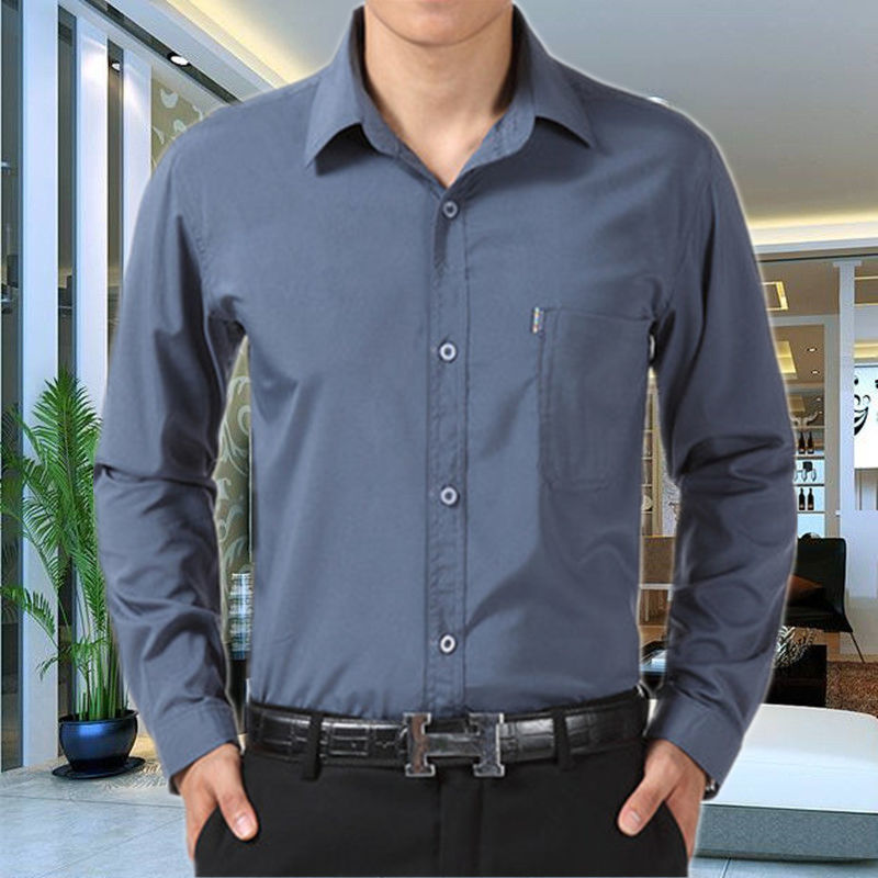 中年男士夏季长袖衬衫
