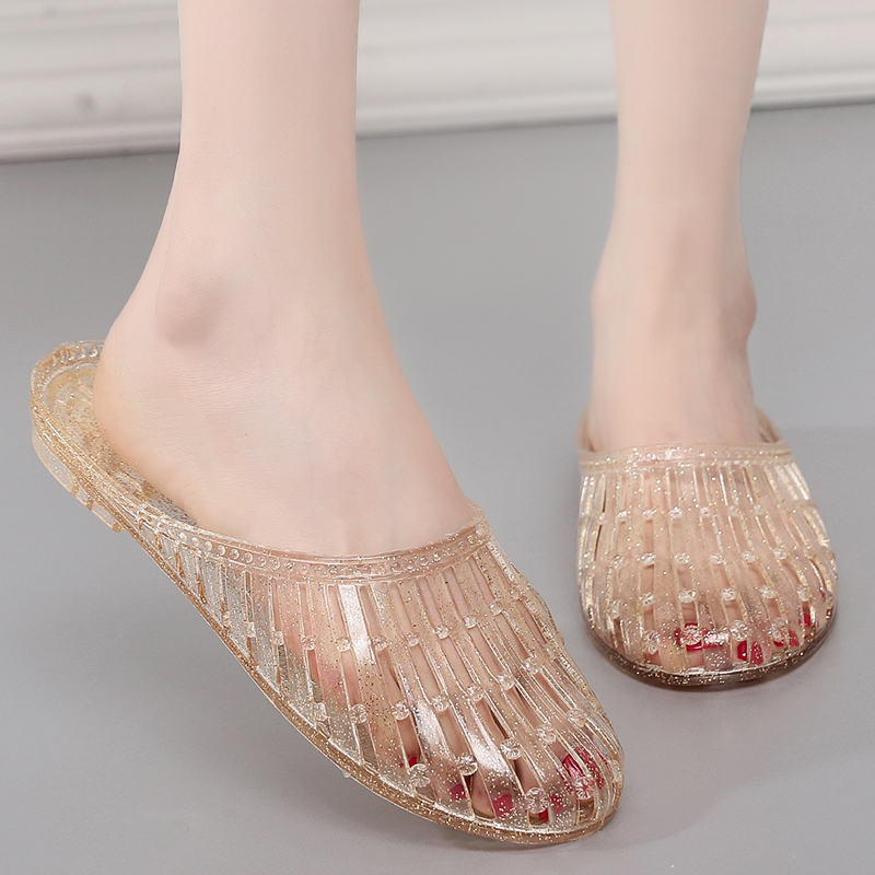 女式水晶塑料拖鞋