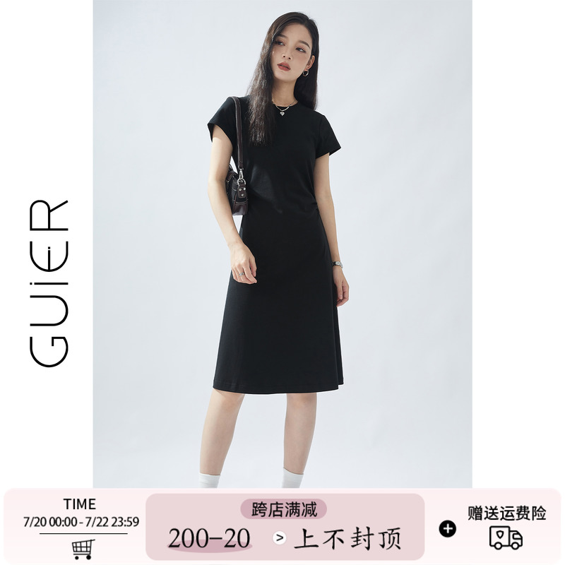 休闲黑色连衣裙2024新款女夏