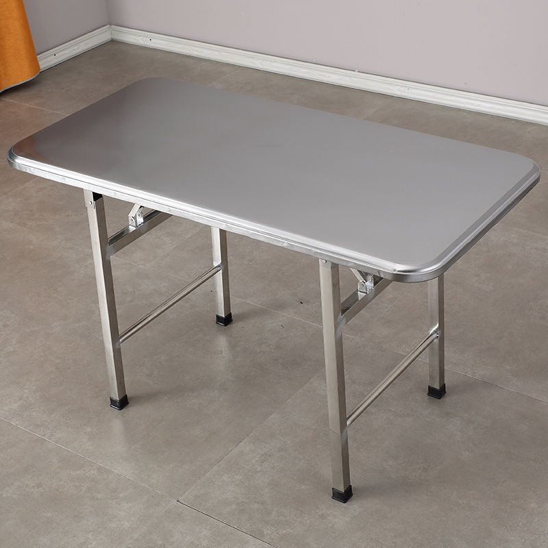 加厚不锈钢可折叠桌子长方形餐桌