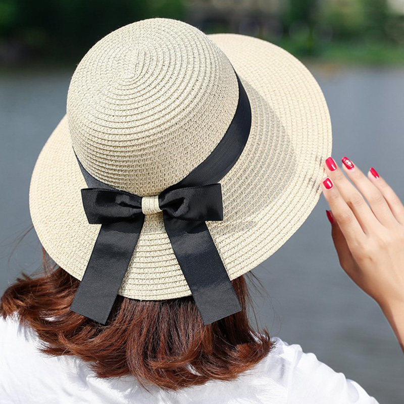 太阳帽子女夏天遮阳草帽大檐海边沙滩帽