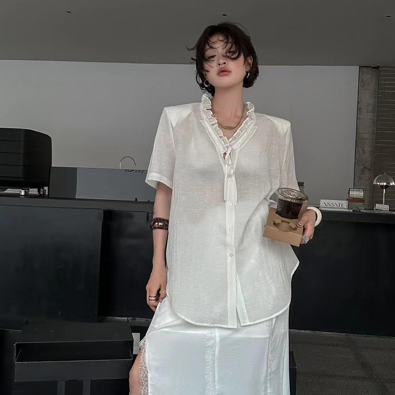 荷叶袖上衣女轻奢高级感