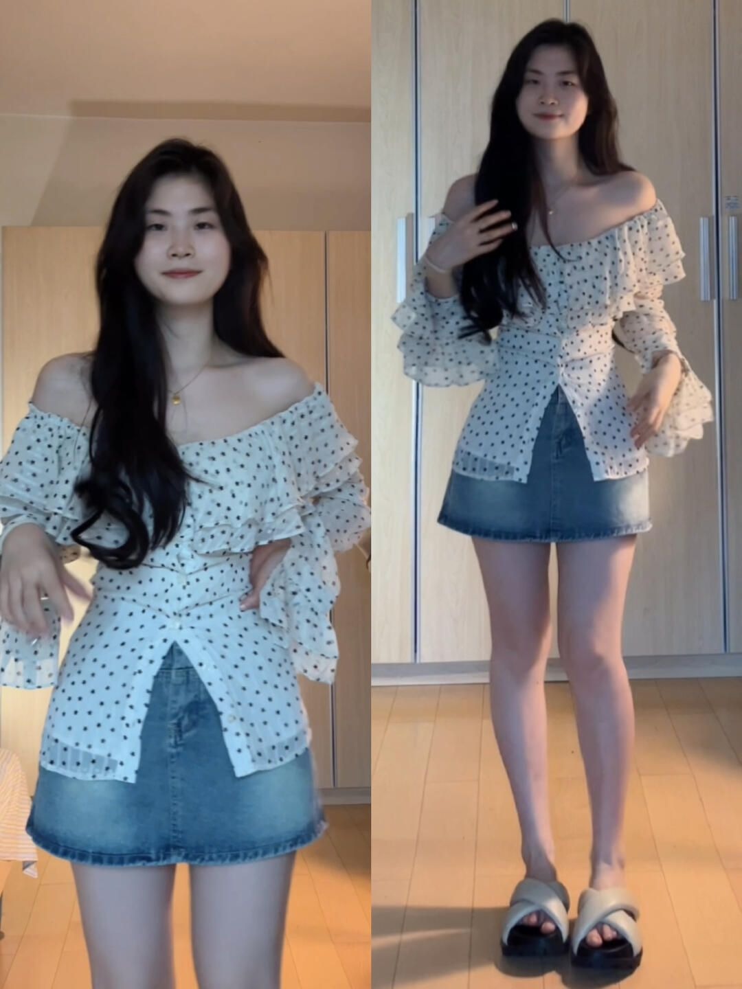 荷叶袖上衣女夏长袖