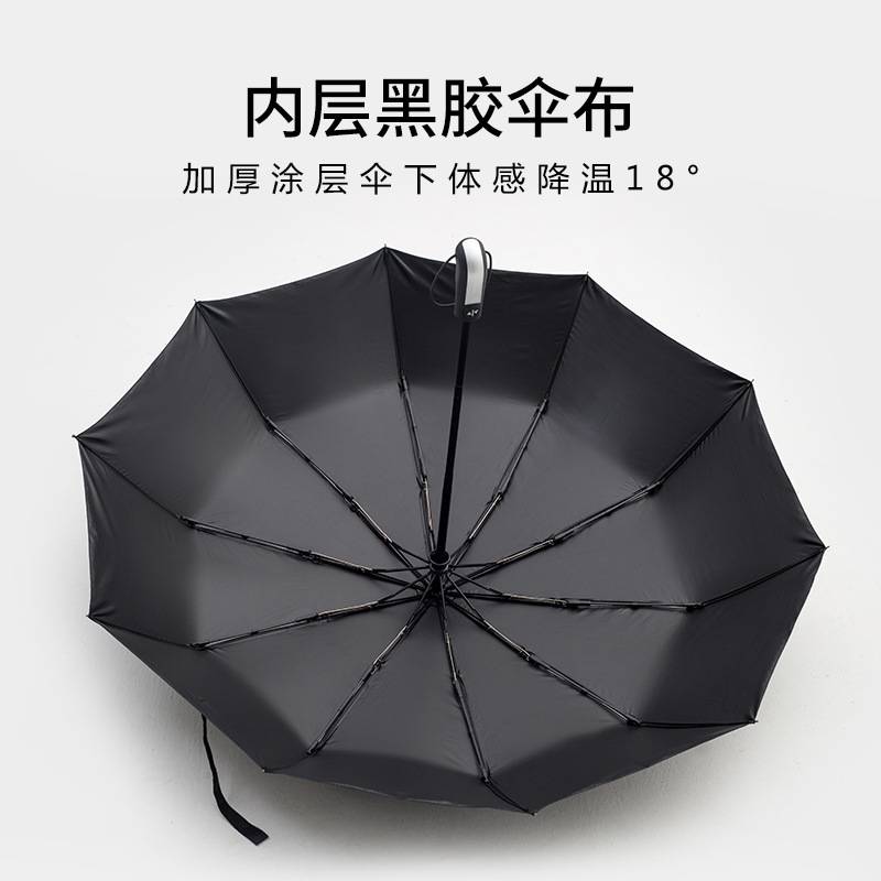 全自动十骨黑胶晴雨两用伞