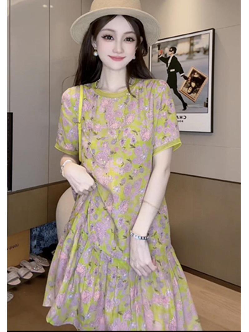 印花真丝桑蚕丝连衣裙2024新款