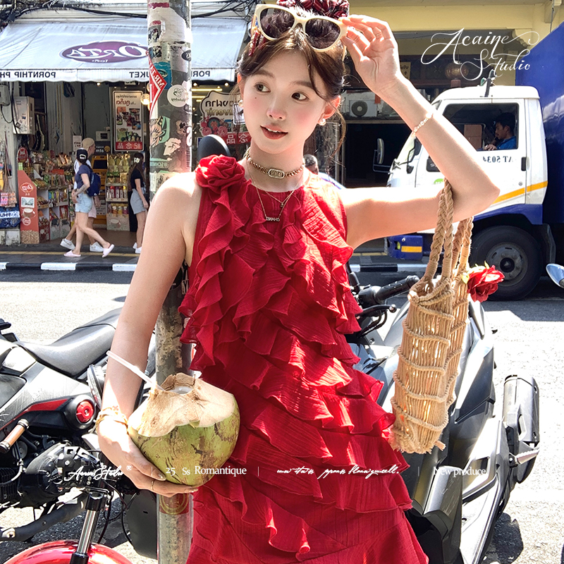 荷叶袖连衣裙女夏