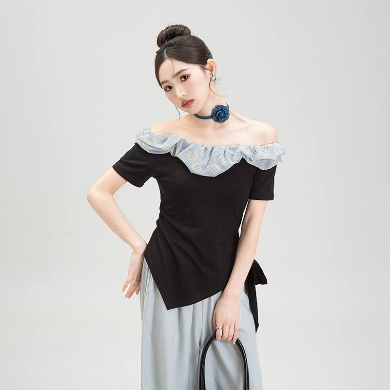 格子上衣女夏修身