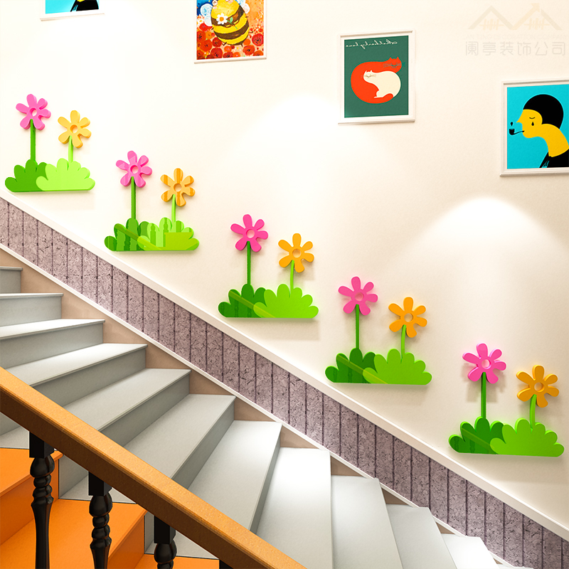 幼儿园楼梯墙面装饰墙贴3d立体