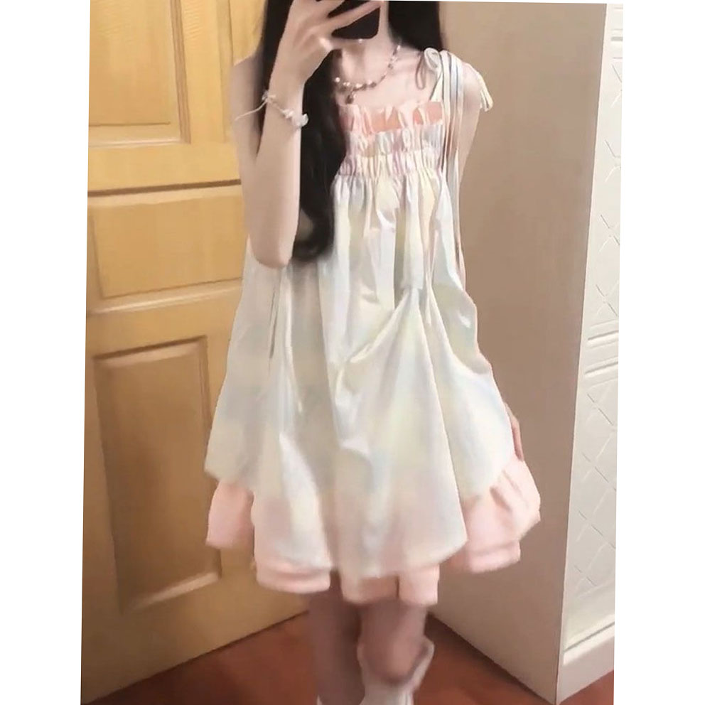 印花连衣裙甜美
