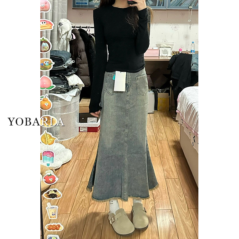半身裙女中长款复古高腰