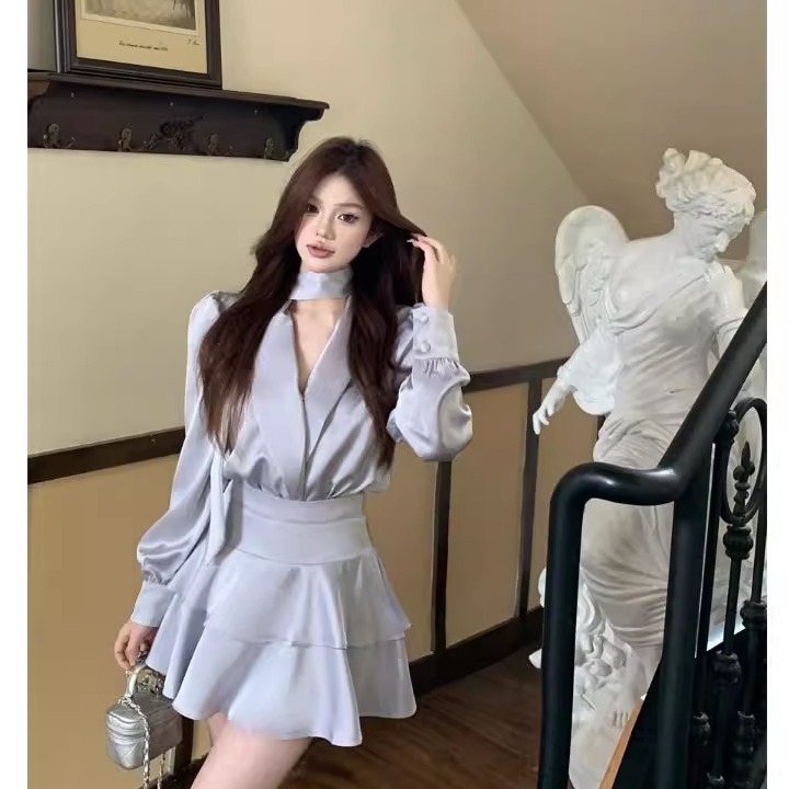 高级感衬衫半身裙两件套装女秋