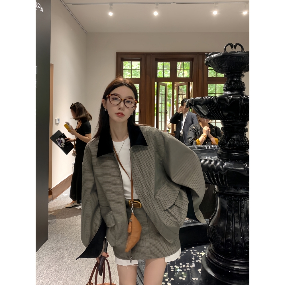 工装风套装裙女夹克外套半身裙两件套